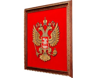 Панно с гербом РФ рамка “красное дерево”