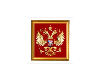 Панно с гербом РФ рамка “под золото”
